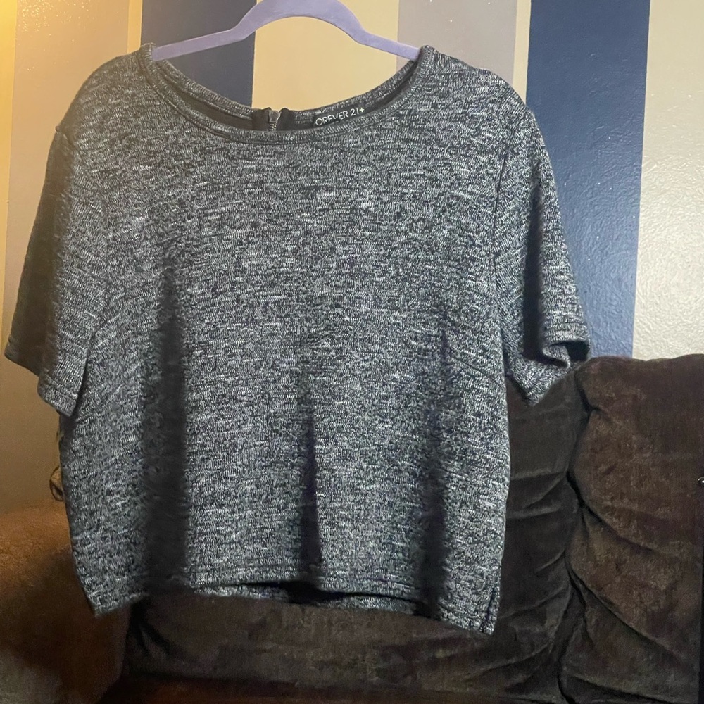 Gray Crop Top/Skirt/Shorts Set by Forever 21